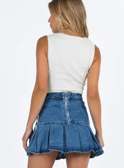 Princess Polly Rescue Me Pleat Mini Skirt Denim Best