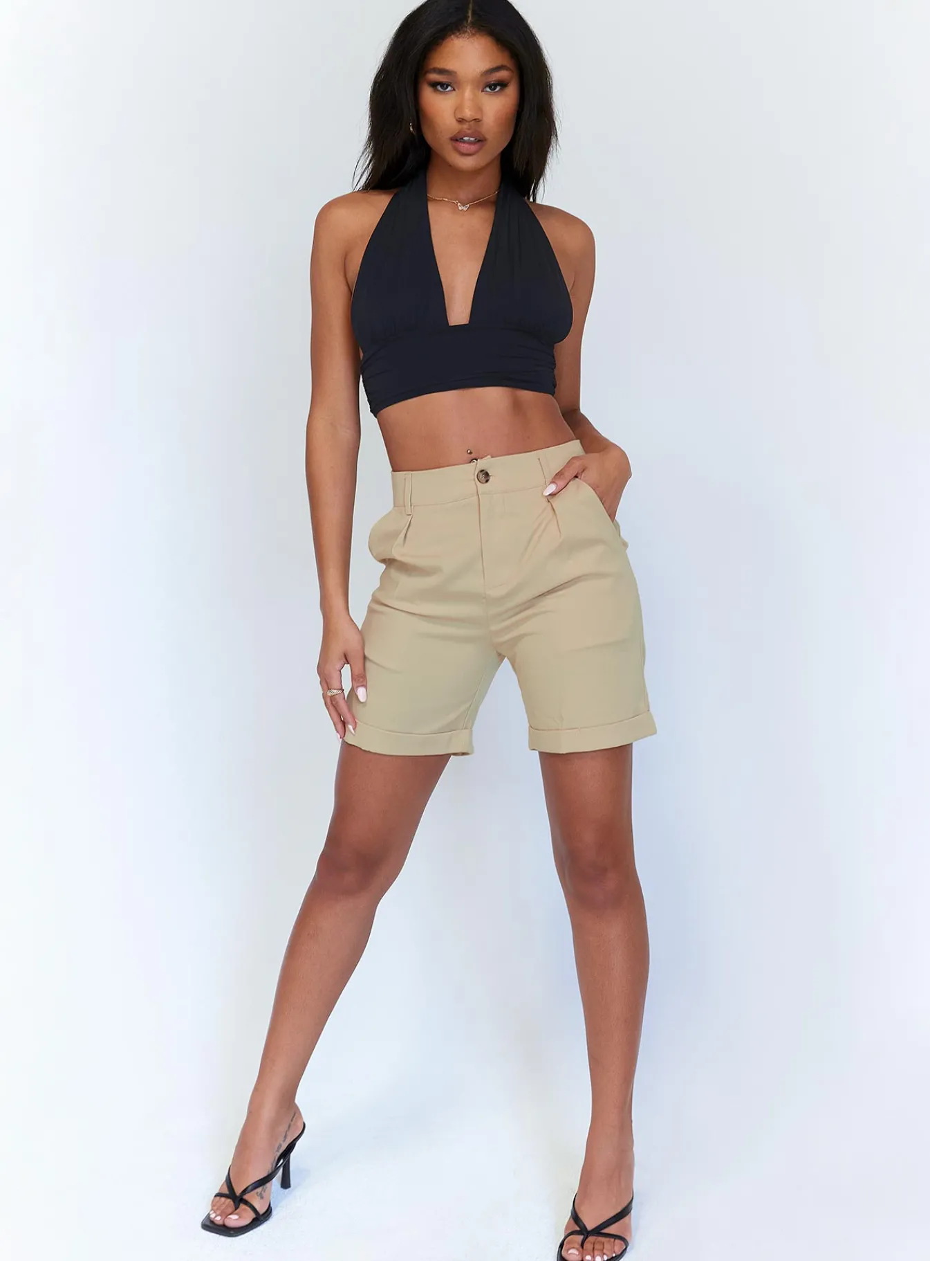 Princess Polly Rhys Shorts Cream Hot