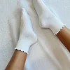 Princess Polly Ribbed Ruffle Socks  White New