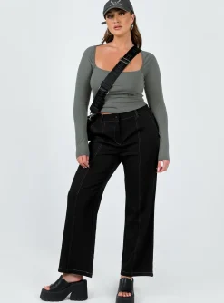 Princess Polly Ribsi Long Sleeve Top Grey Sale