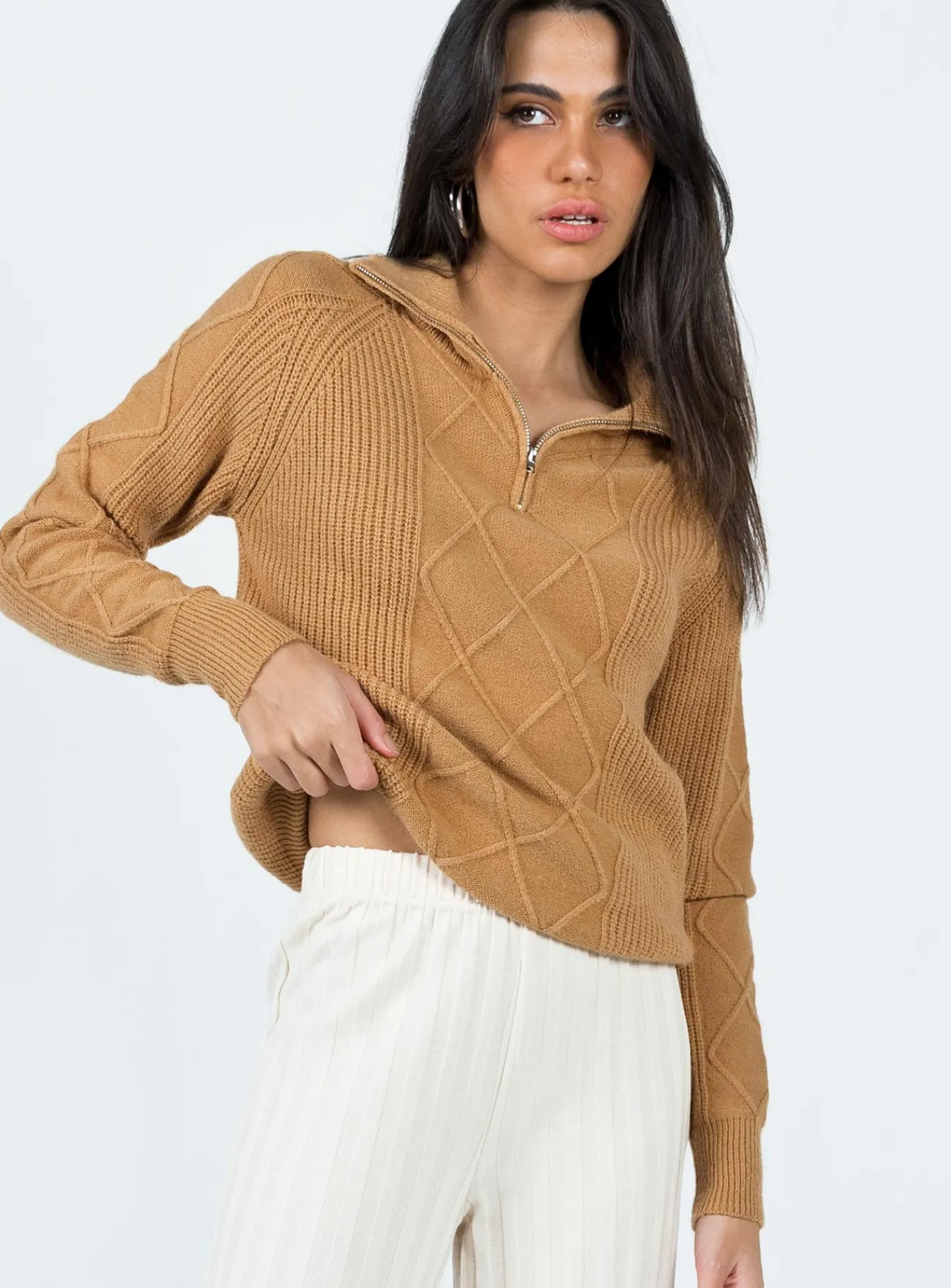 Princess Polly Richards Sweater Camel Cheap