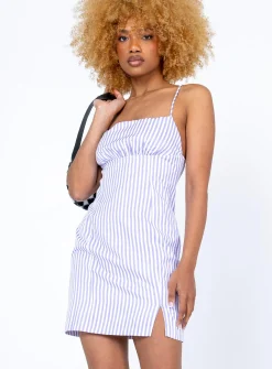Princess Polly Richie Mini Dressstripe   Blue Best Sale