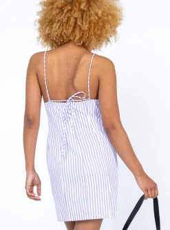 Princess Polly Richie Mini Dressstripe Blue Best Sale