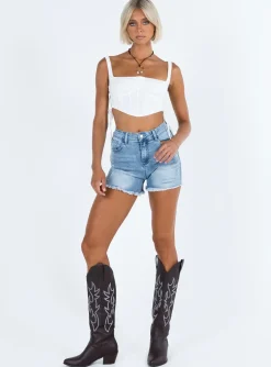 Princess Polly Rickard Shorts Light Wash Denim Online