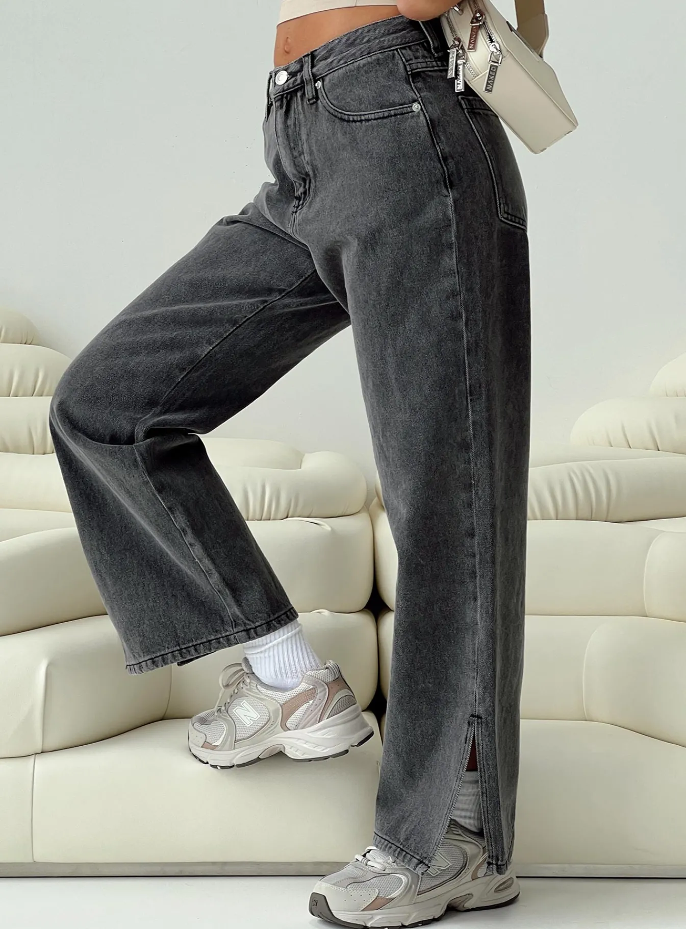 Princess Polly Riri Wide Leg Jeans Washed Black Online