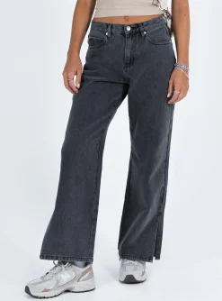 Princess Polly Riri Wide Leg Jeans  Washed Black Online
