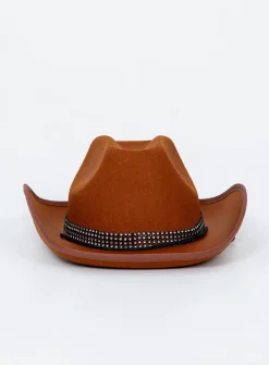 Princess Polly Rissell Rhinestone Cowboy Hat Brown Best