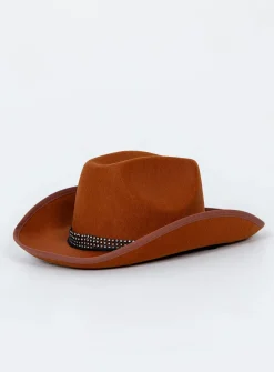 Princess Polly Rissell Rhinestone Cowboy Hat Brown Best