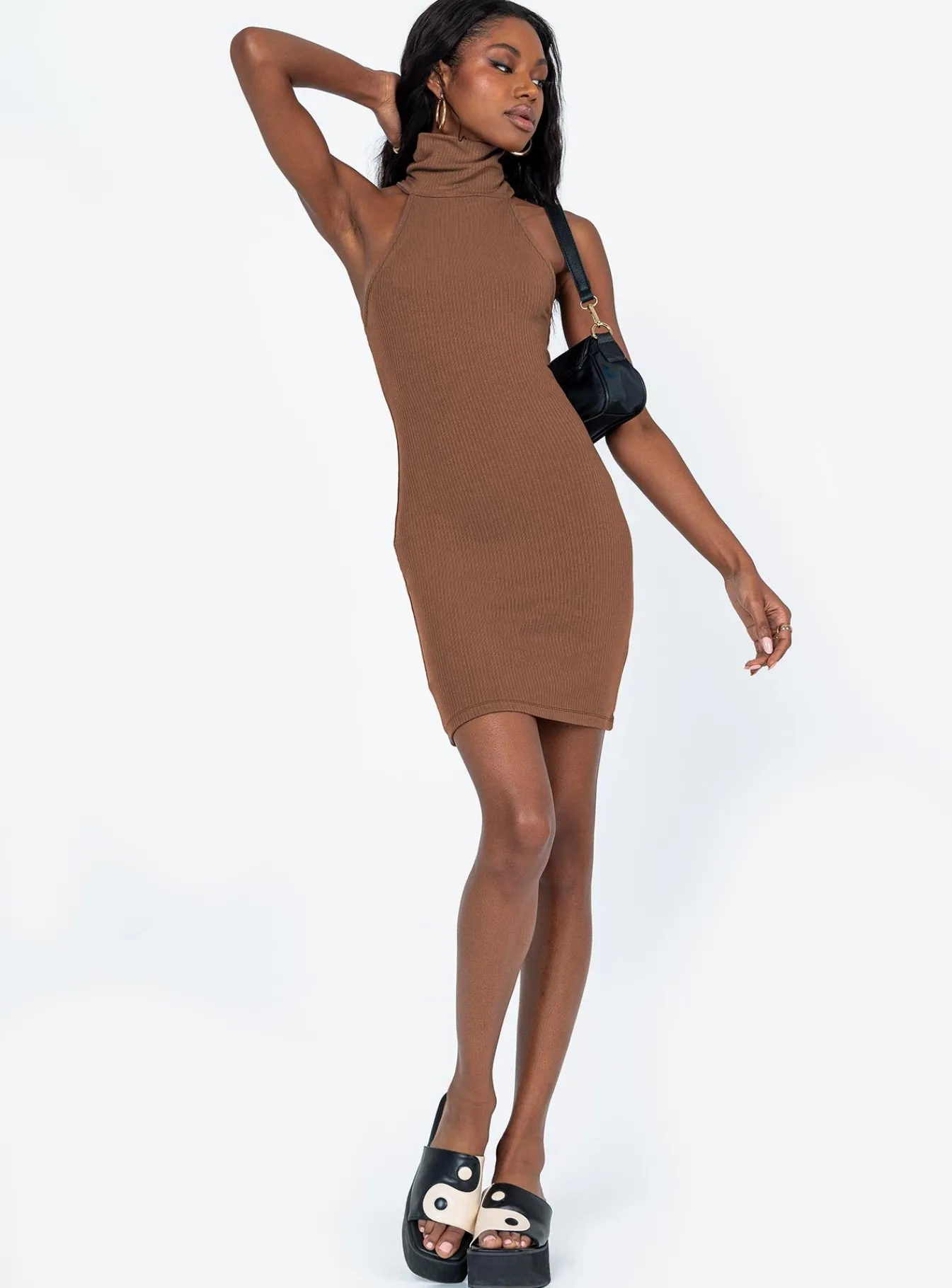 Princess Polly River Mini Dress Brown New