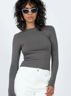 Princess Polly Rixie Long Sleeve Top  Grey Store