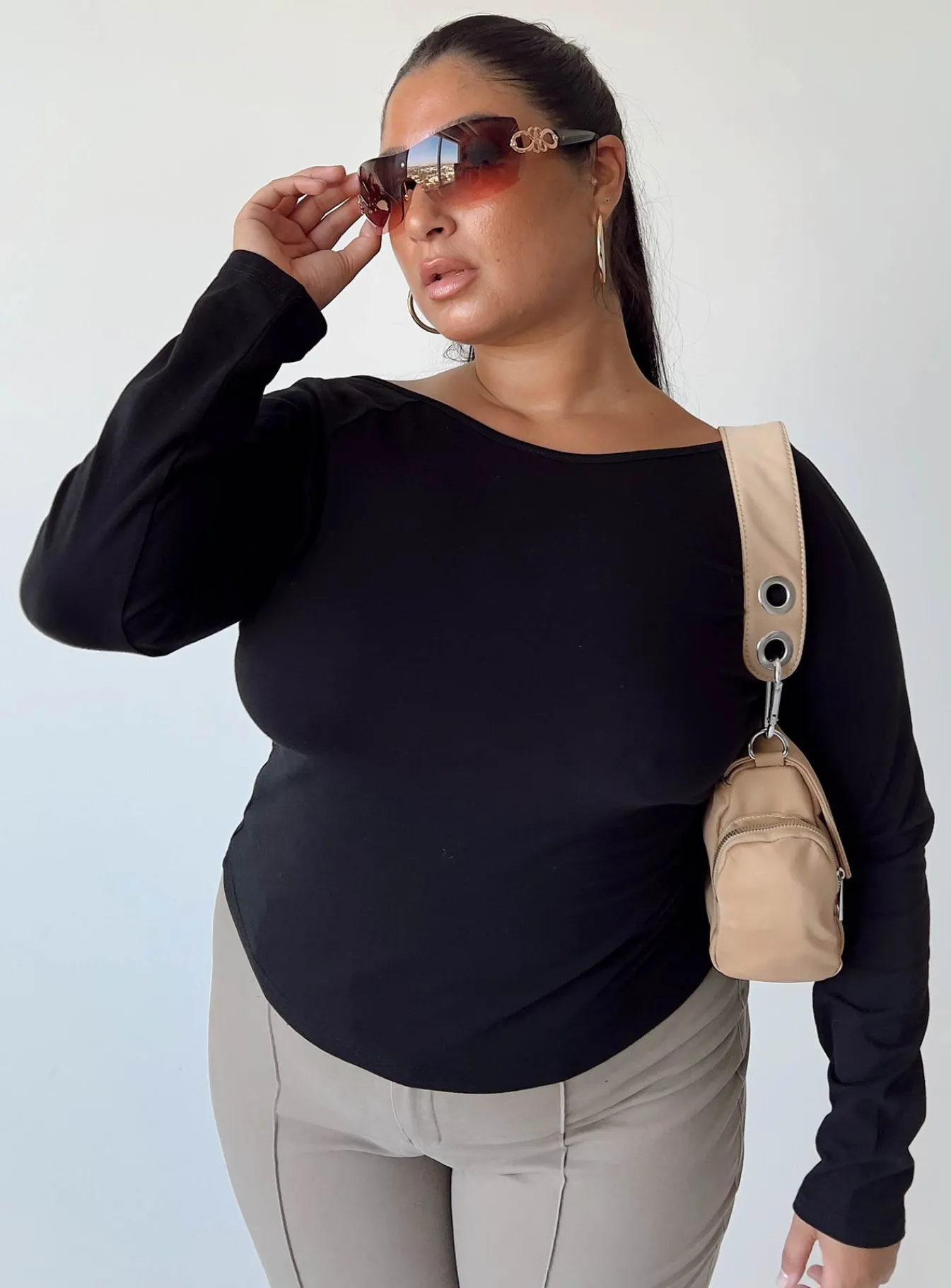 Princess Polly Rixie Long Sleeve Topcurve Black Outlet