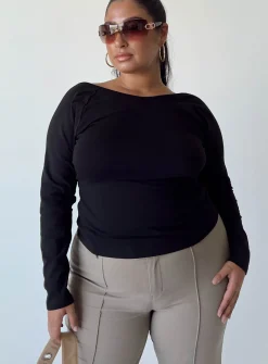 Princess Polly Rixie Long Sleeve Topcurve Black Outlet