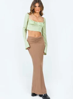 Princess Polly Robbin Maxi Skirt  Beige Flash Sale