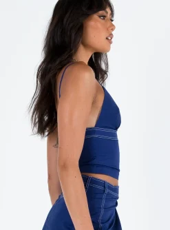 Princess Polly Robek Top Navy Sale