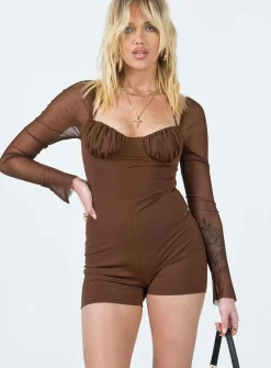 Princess Polly Robyn Romper  Brown Best Sale