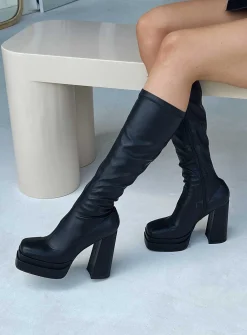 Princess Polly Rodney Platform Boot Black Hot