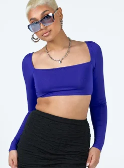 Princess Polly Rogers Long Sleeve Top  Blue Flash Sale