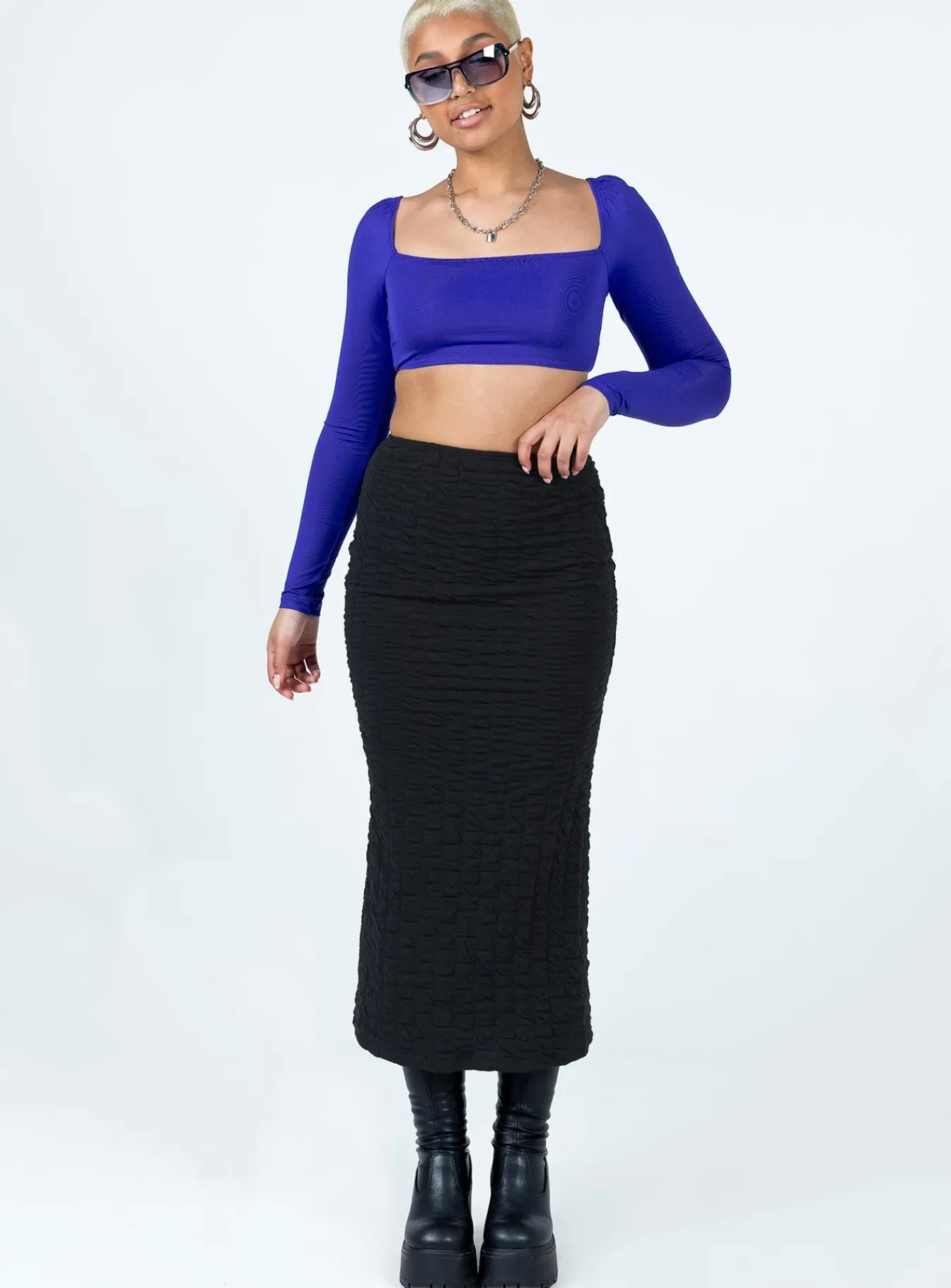 Princess Polly Rogers Long Sleeve Top Blue Flash Sale