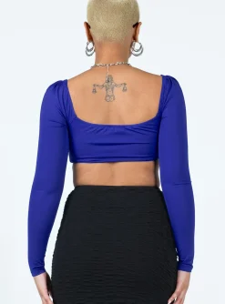 Princess Polly Rogers Long Sleeve Top Blue Flash Sale