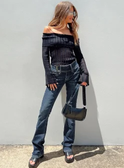 Princess Polly Rourke Low Waist Jeans Dark Wash Denim Blue Denim Fashion