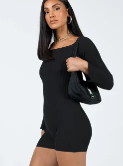 Princess Polly Routley Knit Romper Black Shop