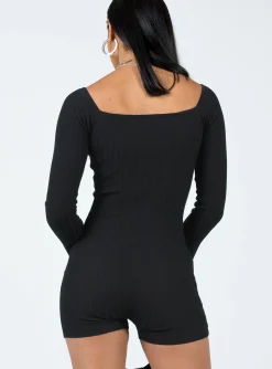 Princess Polly Routley Knit Romper Black Shop