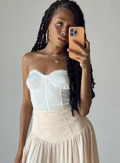 Princess Polly Rubio Strapless Bodysuit  White Clearance