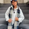 Princess Polly Ruthie Check Scarf Navy / White   Blue Fashion