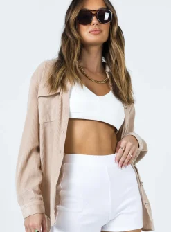 Princess Polly Rylan Shirt  Beige Hot