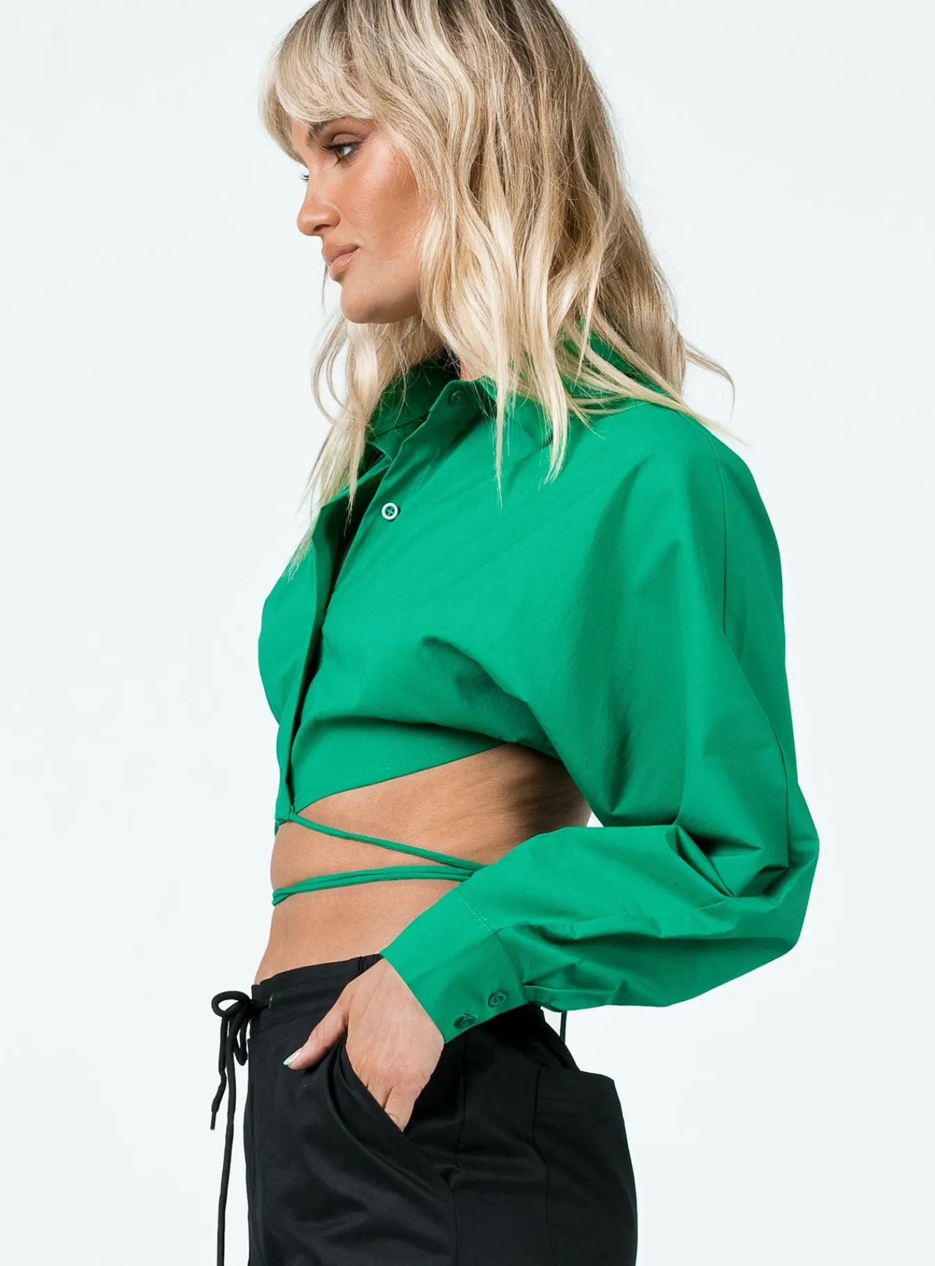 Princess Polly Rylen Long Sleeve Top Green Hot