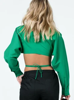 Princess Polly Rylen Long Sleeve Top Green Hot