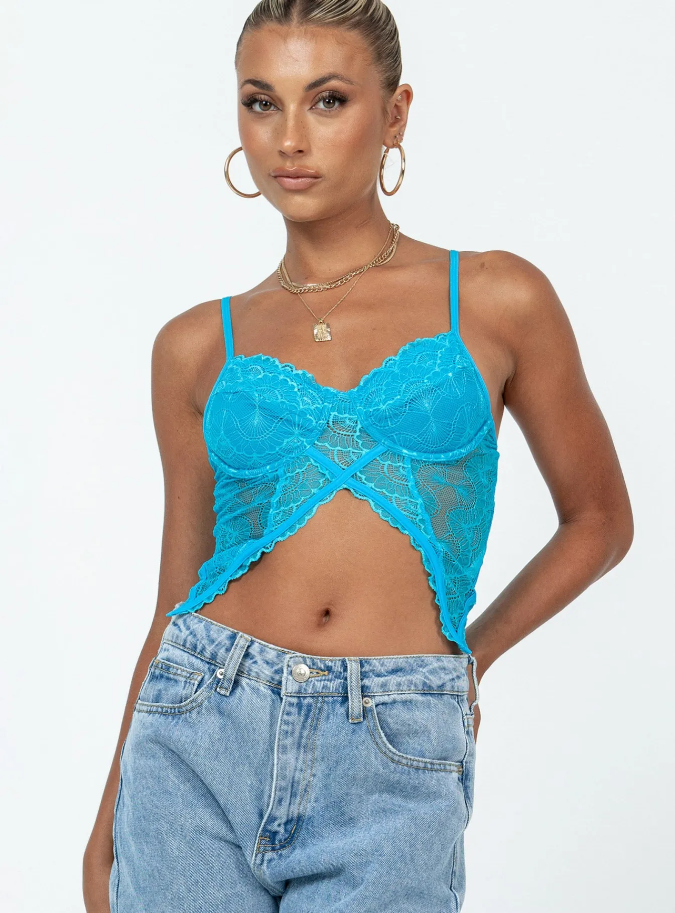 Princess Polly Rylie Top Blue Clearance