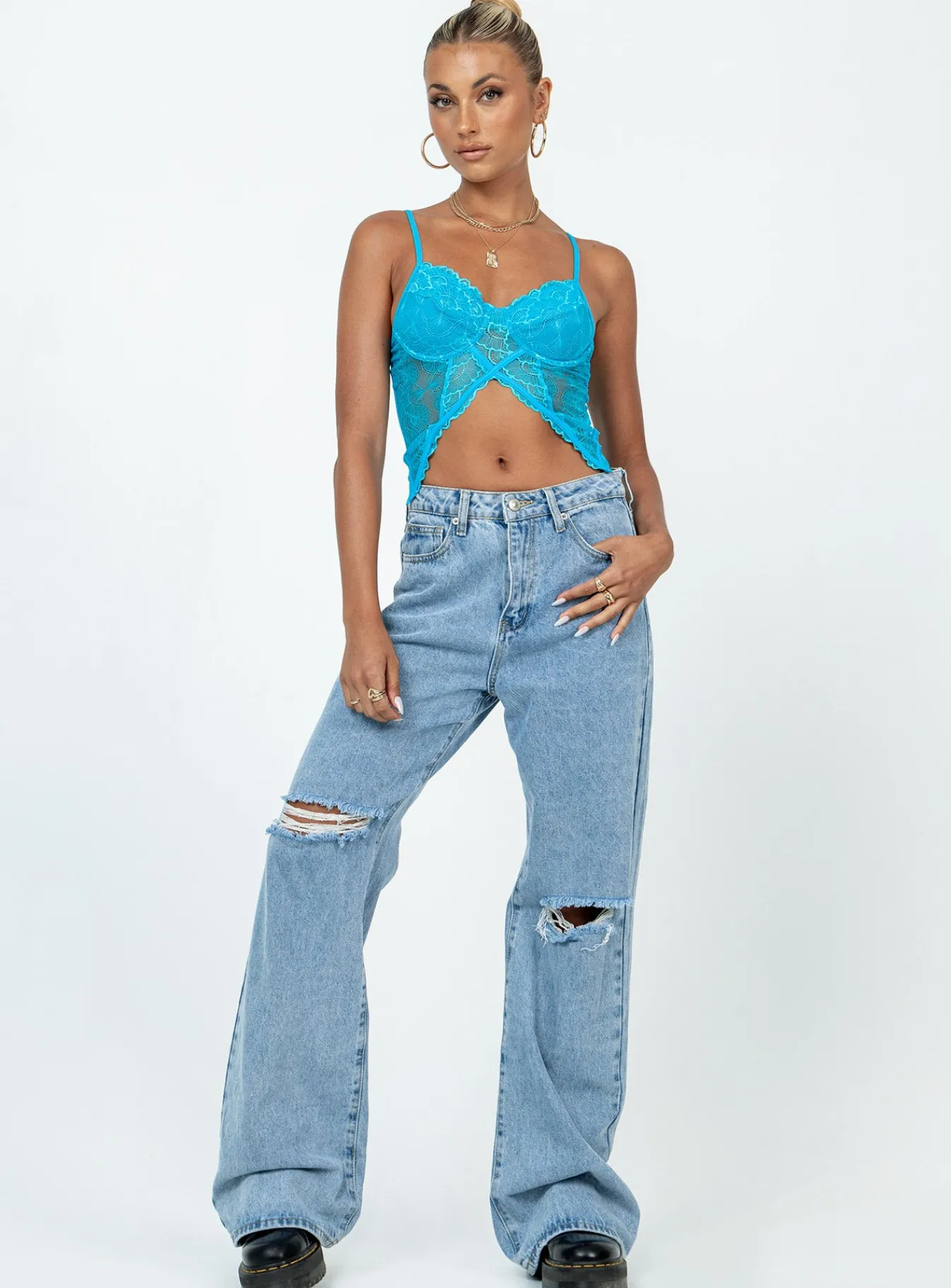 Princess Polly Rylie Top Blue Clearance