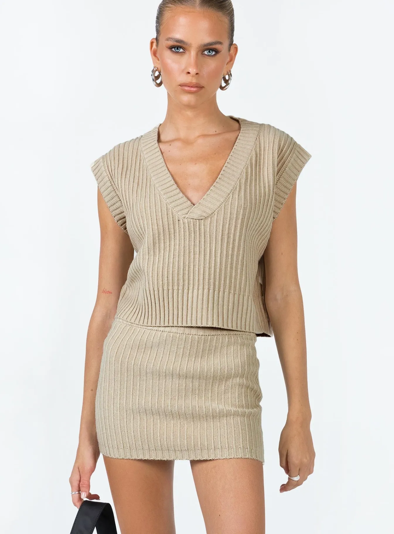 Princess Polly Saddle Knit Mini Skirt Beige Store