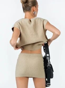 Princess Polly Saddle Knit Mini Skirt Beige Store