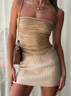 Princess Polly Saddle Knit Mini Skirt Beige Store