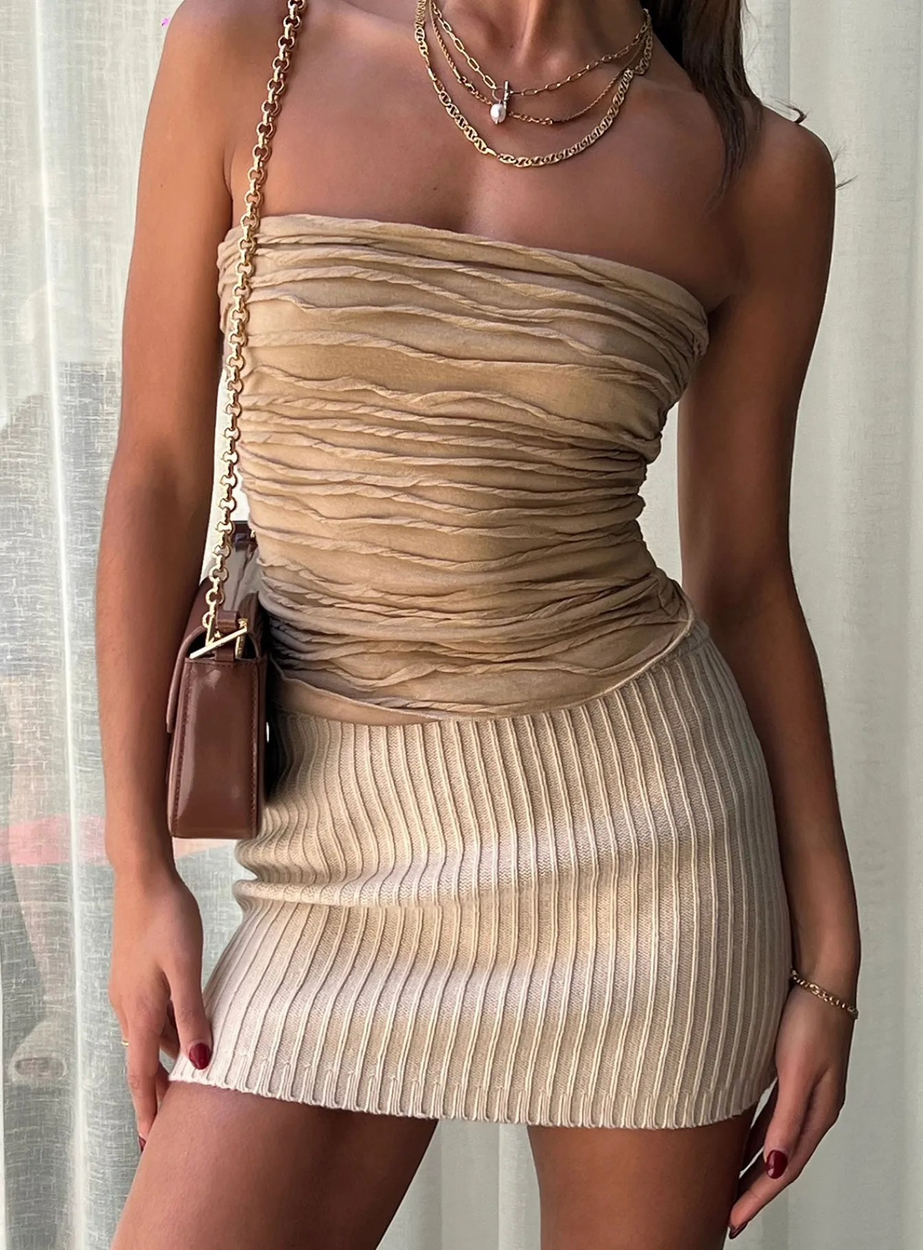 Princess Polly Saddle Knit Mini Skirt Beige Store
