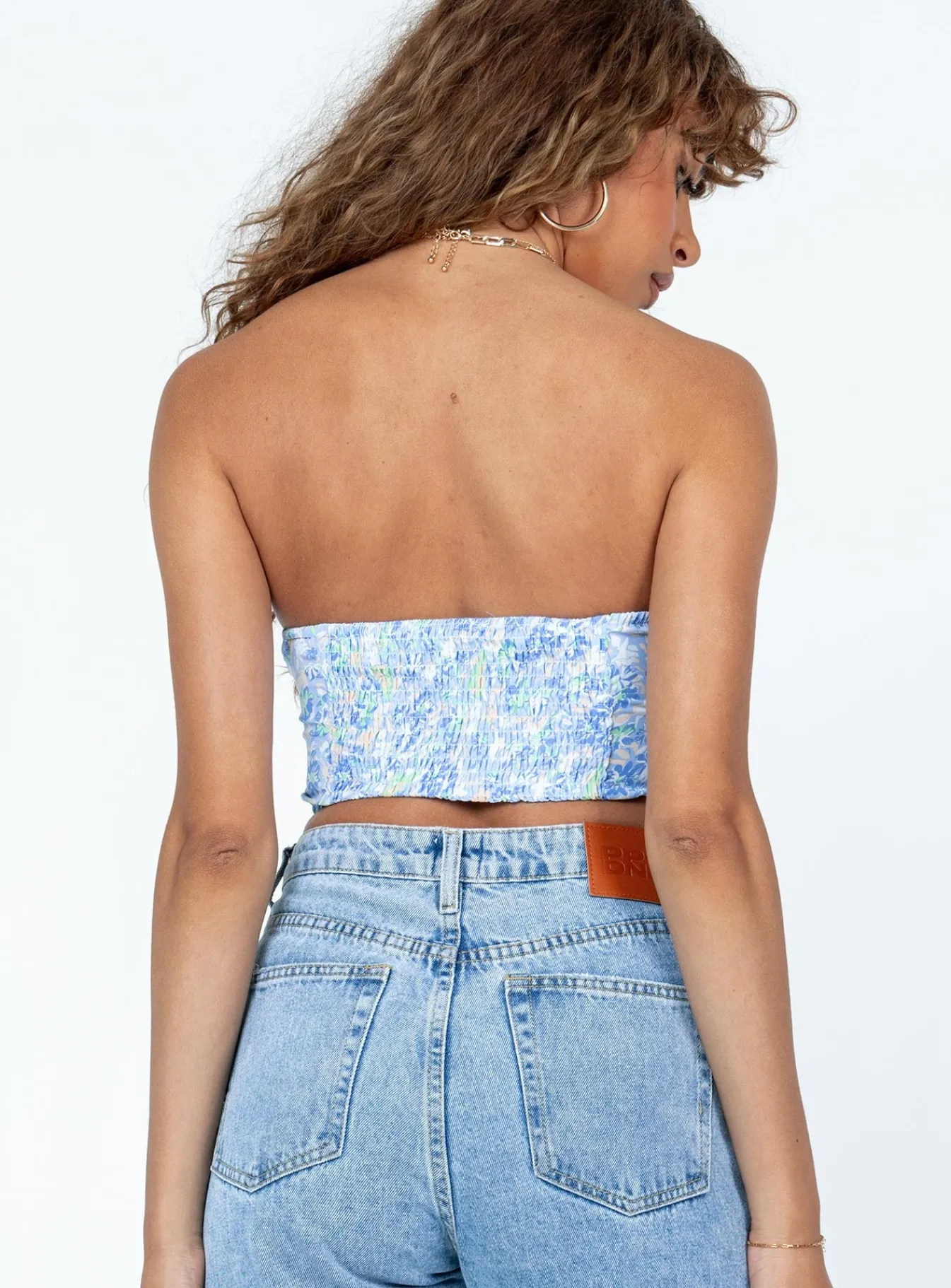 Princess Polly Saddlers Strapless Top Blue Clearance