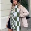 Princess Polly Sage Check Scarf/ White   Green Outlet