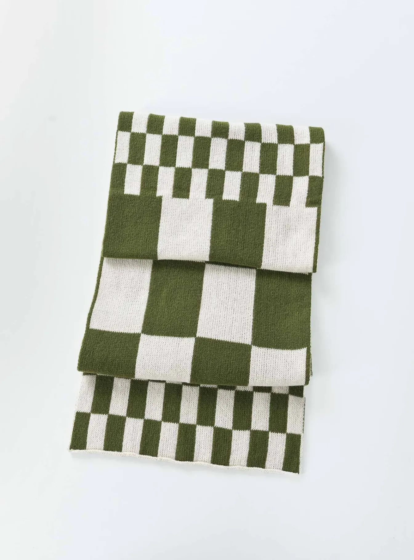 Princess Polly Sage Check Scarf/ White Green Outlet