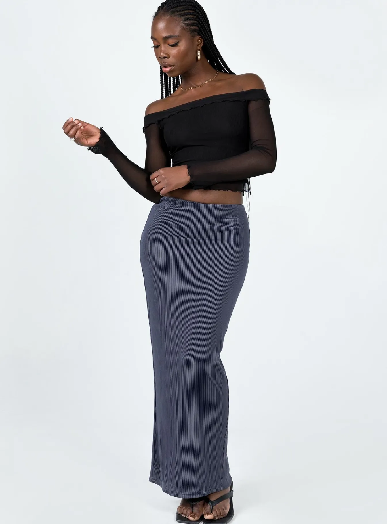 Princess Polly Salte Maxi Skirt Slate Cheap