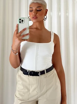 Princess Polly Samuel Corset Bodysuit  White Flash Sale