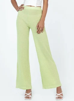 Princess Polly Santa Monica Knit Pants  Green Clearance