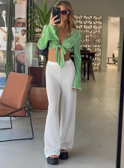 Princess Polly Santa Monica Knit Pants  White Hot