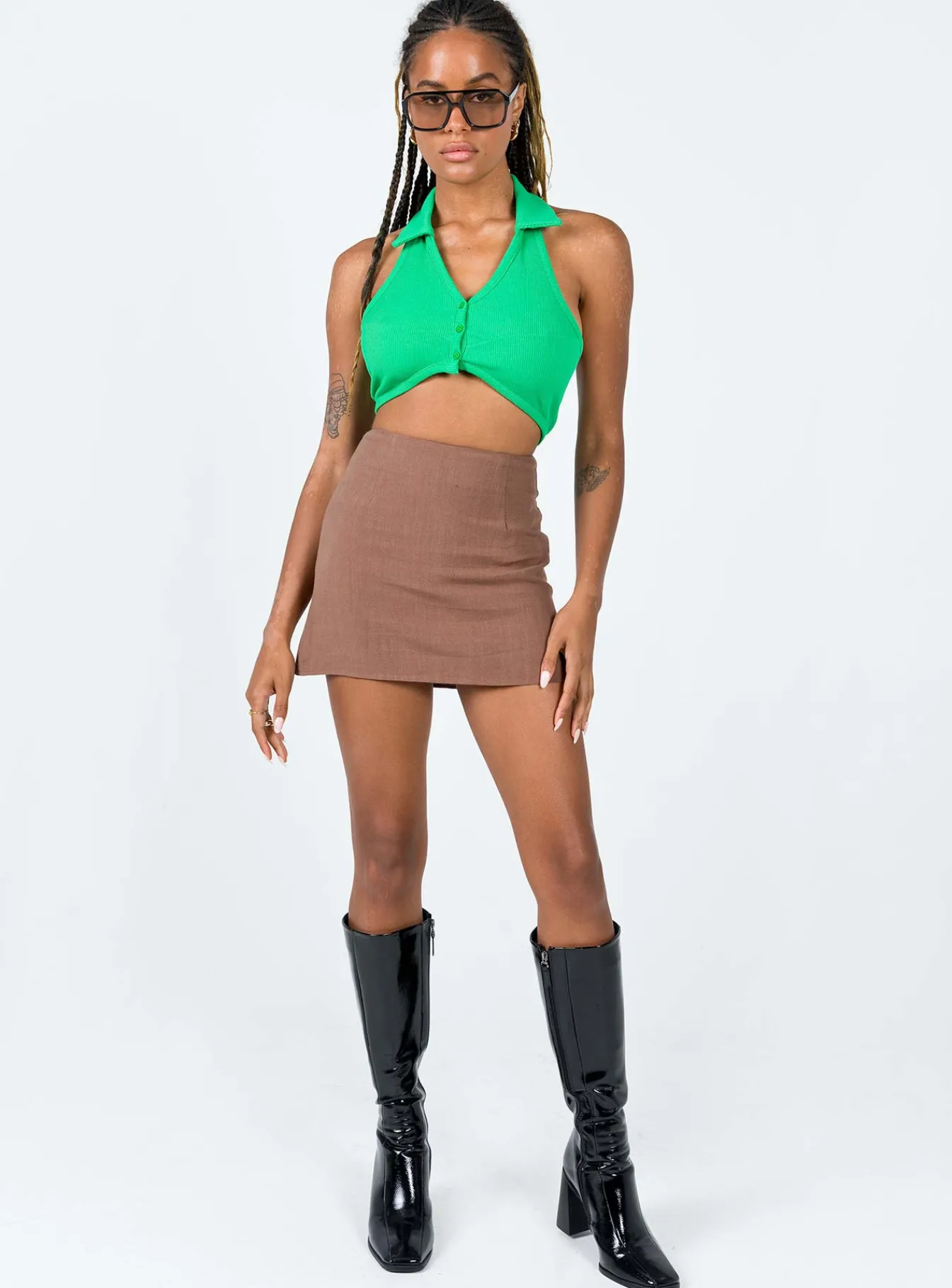 Princess Polly Santana Top Green Clearance