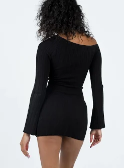 Princess Polly Santorini Knit Mini Dress Black Best
