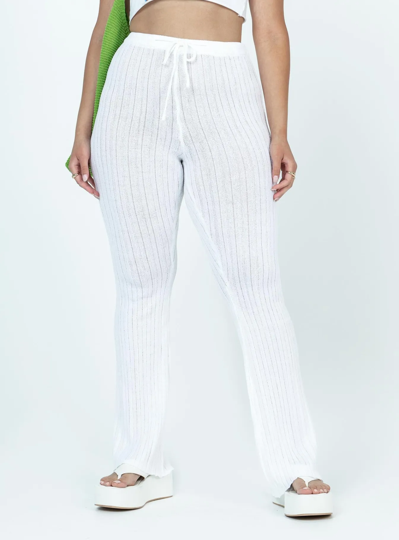 Princess Polly Santorini Knit Pant Ivory Flash Sale