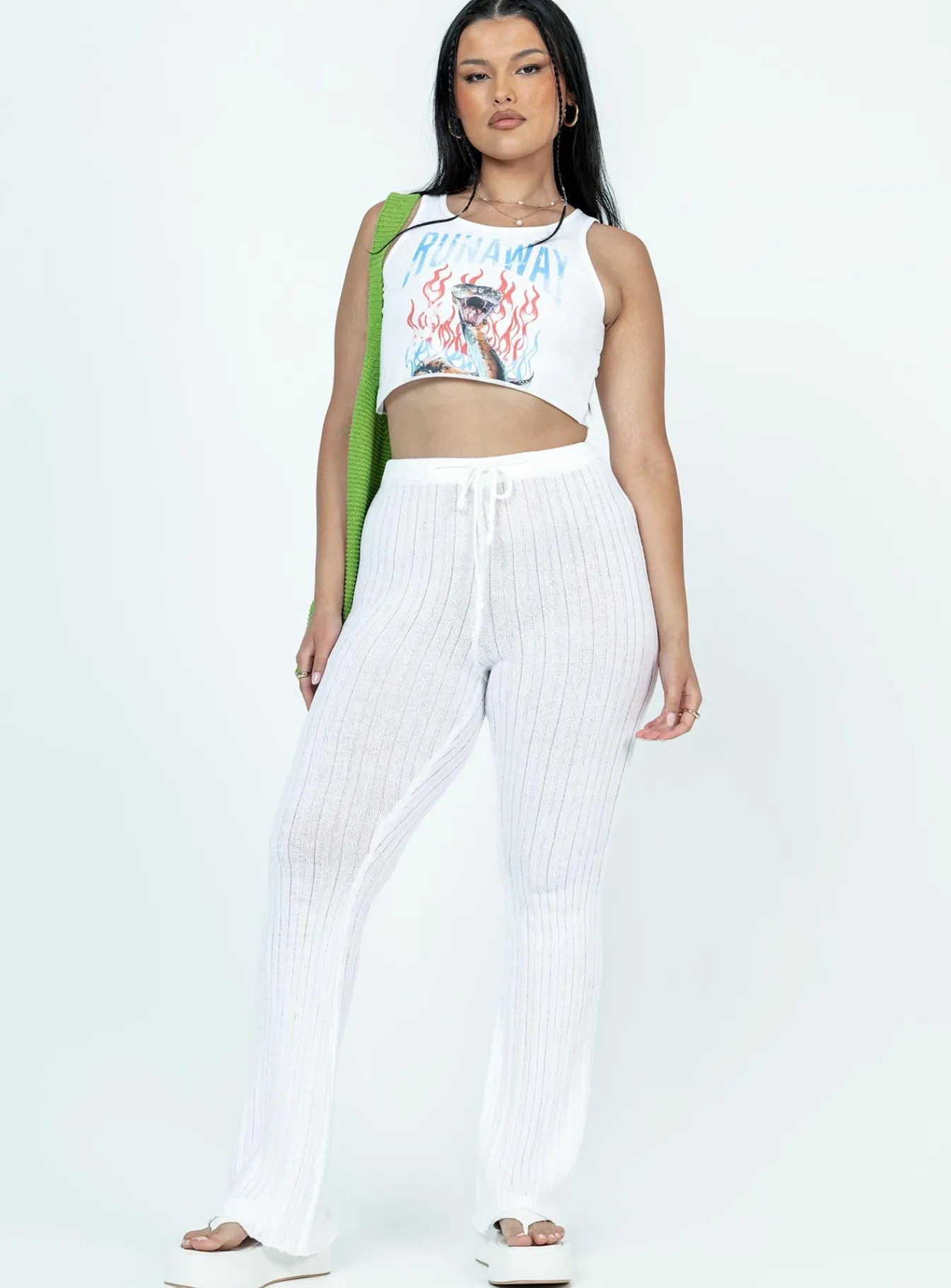 Princess Polly Santorini Knit Pant Ivory Flash Sale