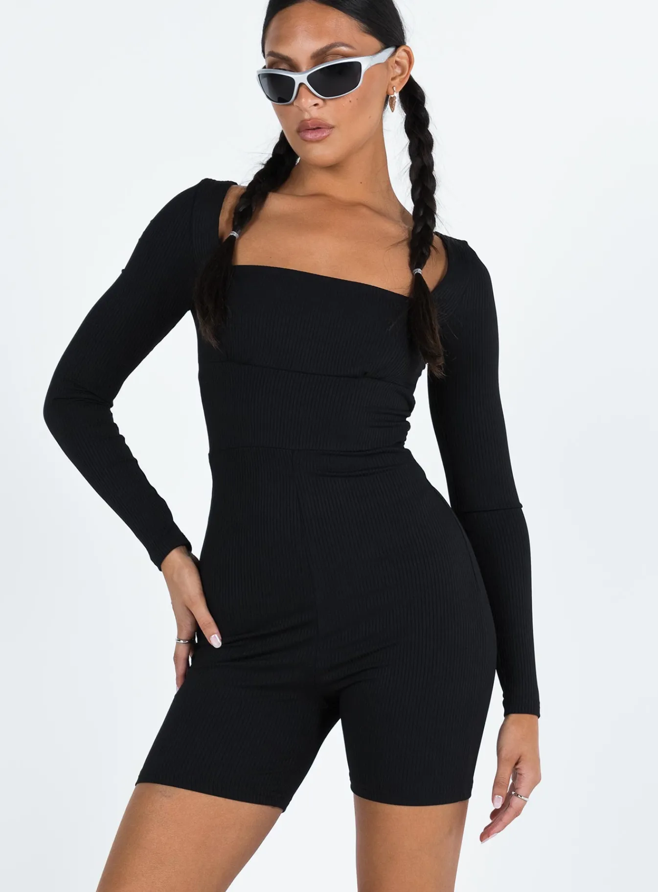 Princess Polly Sara Romper Black Clearance