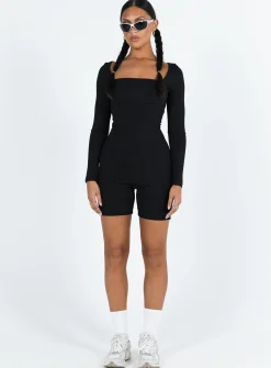 Princess Polly Sara Romper Black Clearance